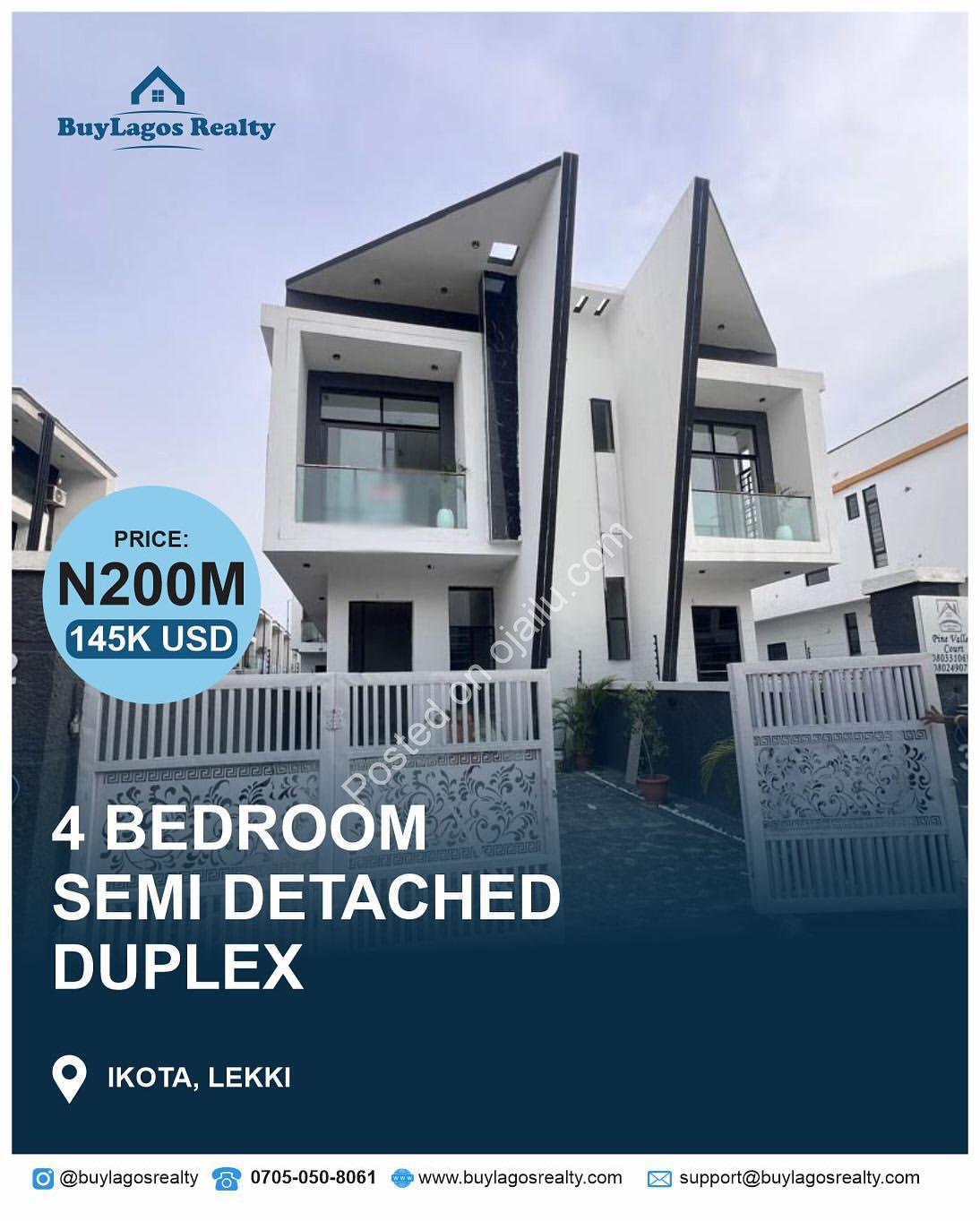 Spacious 4-Bedroom Duplex in Prime Lekki